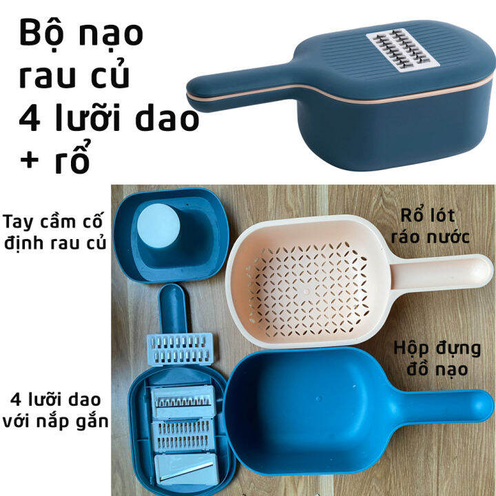 Bộ nạo sợi rau củ đa năng 4 lưỡi dao, đồ bào rau củ đa năng cao cấp nhỏ ...