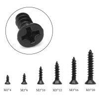 50/100pcs Self Tapping Wood Screws M2 M3 Laptop Computer Screws Flat Countersunk Philips Pan Head Screw Nail Black Carbon Steel Nails Screws  Fastener