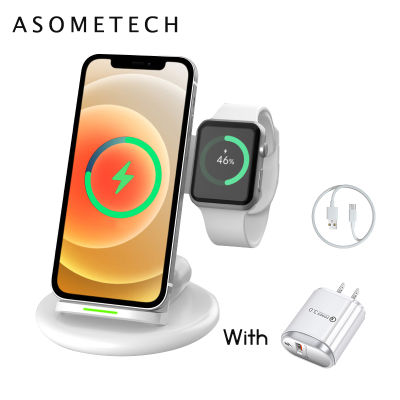 Fast Charging 3 in 1 Wireless Charger For Iphone 12 11 Pro Desktop Charge Station Dock Stand Holder For Apple Watch Airpods Pro