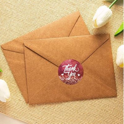 free shipping 5000pcs pink red Thank You Stickers Scrapbooking Seal Labels Handmade Sticker Christmas Gift Decor Stationery Stickers Labels