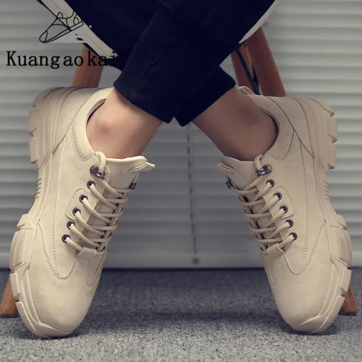 Kuangaokai ผู้ชายรองเท้าบูทกีฬาHigh-Topรองเท้าผ้าใบผ้าใบสไตล์เกาหลีรองเท้าบาสเก็ตบอลแฟชั่นรองเท้าบุรุษ