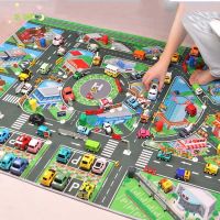 การจราจรทางบกเด็กพรม Playmat ป้องกันการพรมลื่นแผนที่ที่จอดรถในเมืองเสื่อสำหรับเล่นเล่นสมมติสำหรับของขวัญเด็กชายหญิง (ไม่มีรถยนต์)