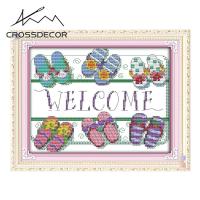 Stamped Cross Stitch Kits Welcome Pattens Pre-printed DIY Embroidery Set Handmade Needlework Kits Home Living Room Wall Decor Picture