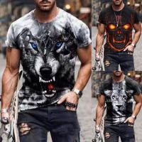 3D Wolf พิมพ์เสื้อยืดผู้ชายสบาย ๆ หลวม ๆ สัตว์พิมพ์ลายเสื้อยืดแขนสั้นแฟชั่นฤดูร้อนด้านบนเสื้อผ้าผู้หญิง XS-5XL