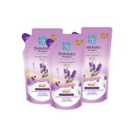 SHOKUBUTSU ครีมอาบน้ำ โชกุบุสซึ โมโนกาตาริ สูตร ลาเวนเดอร์ Softening Lavender &amp; Hokkaido Milk (สีม่วง) 500 มล. (ชนิดถุงเติม) 3 ถุง