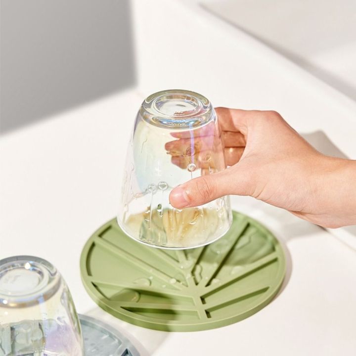 เสื่อจานรองแก้วทรงกลมจานรองแก้วซิลิโคน-ideert-ที่วางแก้วในครัวกันลื่น