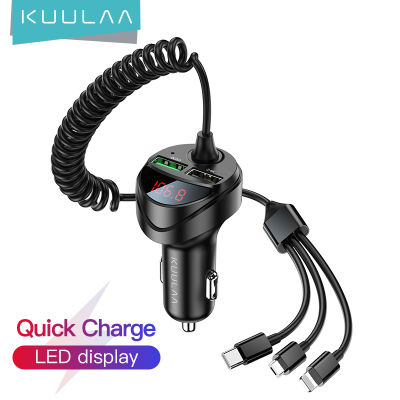 【】 Wijaya online พร้อม USB สำหรับสายโทรศัพท์ C Type C KUULAA USB เครื่องชาร์จ Mi ในรถยนต์