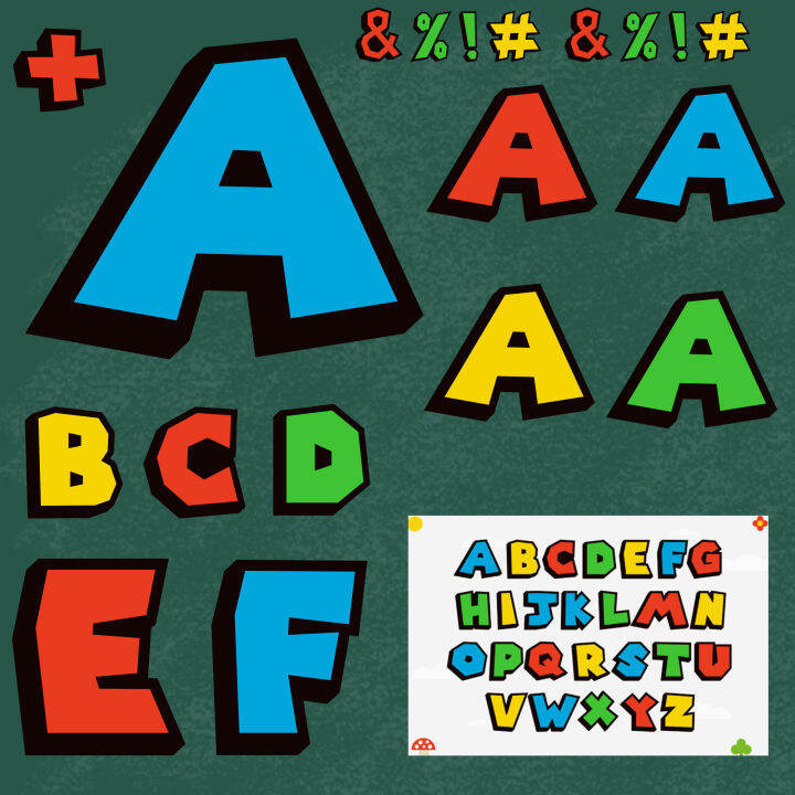 ตัวรีดติดเสื้ออักษร A - Z ฟ้อนสวยมาริโอ้หลากสี(มี 4 สี ฟ้า,เหลือง,แดง. ...