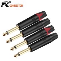 10PCS Mono 6.35MM Jack 6.3MM Male Plug Connector Aluminum Tube Brass  Plated 1/4 Inch Microphone Plug Audio  Connector