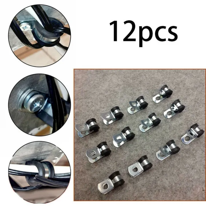 Brake Pipe Clips Rubber Lined P Clips 5/16 Inch (5mm) Lines Pack Of 12