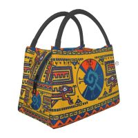 Custom Hunab Ku Mayan Symbol Leather Texture Lunch Bags Women Thermal Cooler Insulated Lunch Box for Office Travel