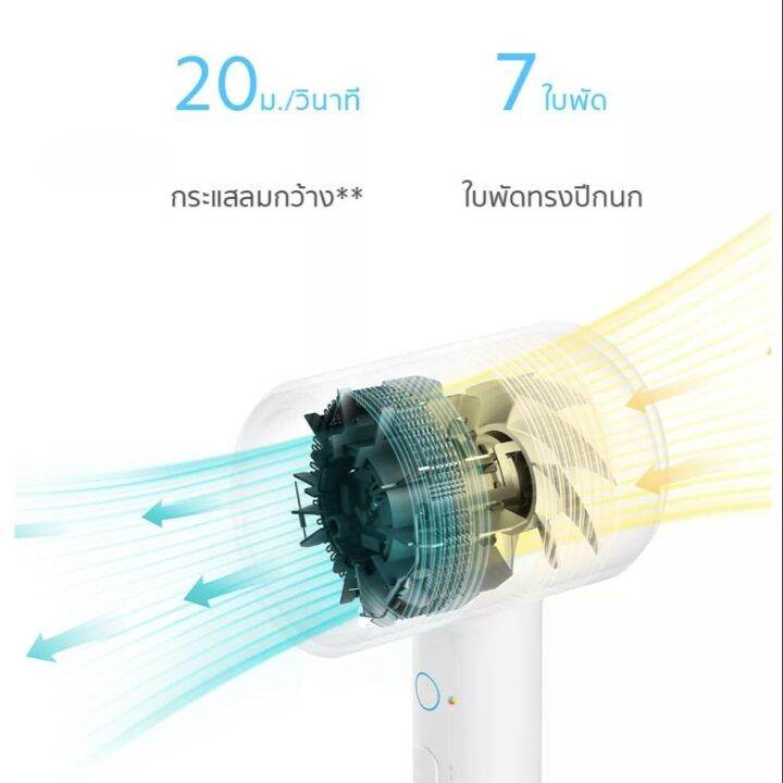 รับประกัน-1-ปี-gb-xiaomi-mi-negative-ion-hair-dryer-h300-ไดร์เป่าผมแห้งเร็ว-เครื่องเป่าผม-20m-s-ปกป้องเส้นผม-ไดร์เป่าผมไอออนลบ