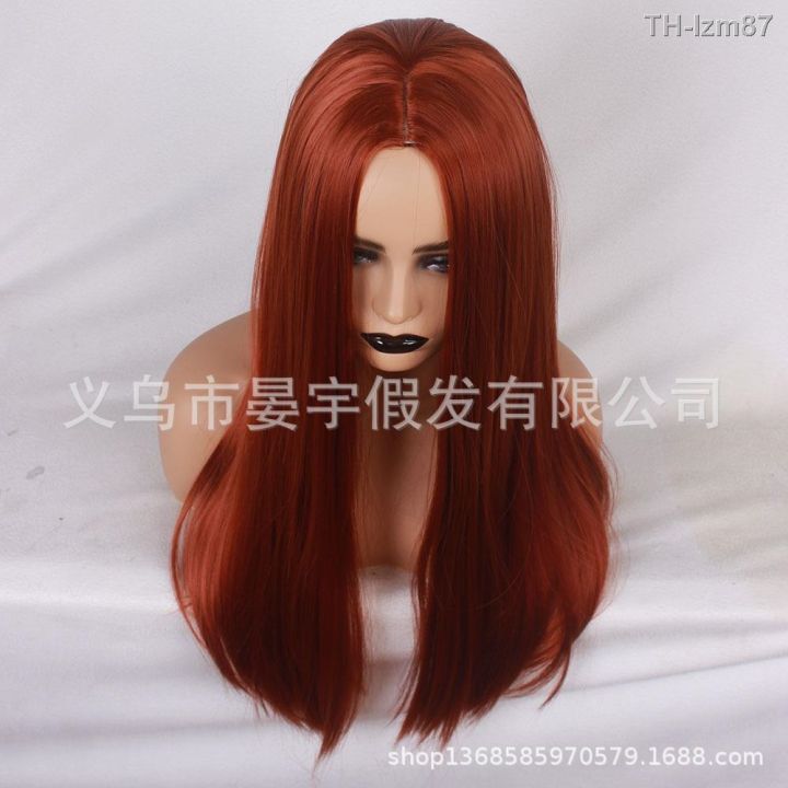 วิกผม-wig-วิกผมที่ขายดีที่สุดสีน้ำตาลแดงยาวตรงผู้หญิงวิกผมลวดอุณหภูมิสูง