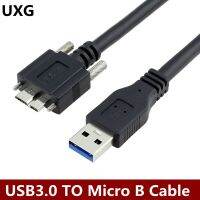 สีดำ5Gbps Micro B Usb 3.0 Micro B สายเคเบิลพร้อมล็อคแผงสกรูยึดสายเชื่อมต่อป้องกัน60ซม. 100ซม. 150ซม. 3ม. 5ม.