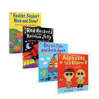 Four volumes of original English genuine famous Nick sharratt are sold together. Wu minlans letters, numbers of positive and negative antonyms and color cognition red rockets rainbow alphabet ice cream