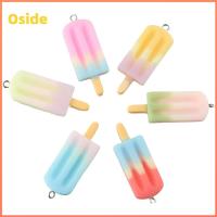 OSIDE 35Pcs กว้าง14.5มม. เสน่ห์ไอศครีม7สี ยาว41.5มม. หนา5.5มิลลิเมตร เสน่ห์น่ารักกับลูป แข็งแรงและทนทาน รู: 2mm จี้รูปไอศกรีมทำจากเรซิ่นสีรุ้ง งานฝีมือดีไอวาย