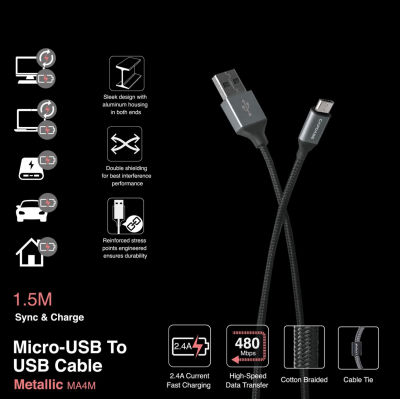 Capdase Metallic Micro-USB Sync &amp; Charge Cable (1.5M)