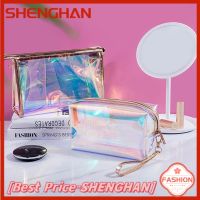 SHENGHAN 1ชิ้น Tas Kosmetik เลเซอร์โปร่งใสแฟนซีกระเป๋าเก็บของขั้นสูงแบบพกพา