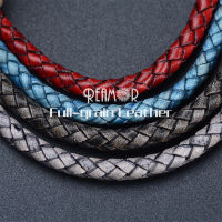 REAMOR 1M Retro Red Gray Black First Layer Cowhide Leather Rope 6mm Matte Genuine Braided Cord For DIY Bracelets Jewelry Making