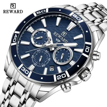 REWARD VIP New Design Men Wristwatch Leather Strap Waterproof Sport Wrist  Watch Chronograph Luminous Stopwatch