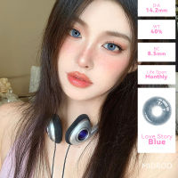 ค่าสายตาสั้น คอนแทคเลนส์บิ๊กอายคอนเทคเลนส์สี Blue รายเดือ 14.2mm 1คู่