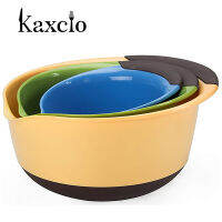 Kaxcio 3 PackชามผสมชุดNestingชามผสม3ขนาด,ด้ามจับยางHandles &amp; Easyรางเท,เหมาะสำหรับห้องครัวเบเกอรี่สลัด