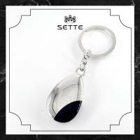 [SETTE] Water Drop Shape Keyring With Onyx Silver 925 Rhodium Plated - BTS2601-27 [เซตเต้] พวงกุญแจรูปหยดน้ำ ตกแต่งนิล ตัวเรือนเงิน 925 ชุบโรเดียม