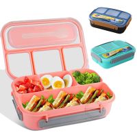 hot【cw】 1300ml Bento 4 Divided with Adults Kids Toddler Boxs Containers Leak-Proof Microwave