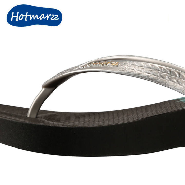 hotmarzz-casual-comfort-ในร่มลื่นสีดำรองเท้าส้นสูง-flip-flops-beach-รองเท้าแตะกันน้ำรองเท้าแตะ-hm7058