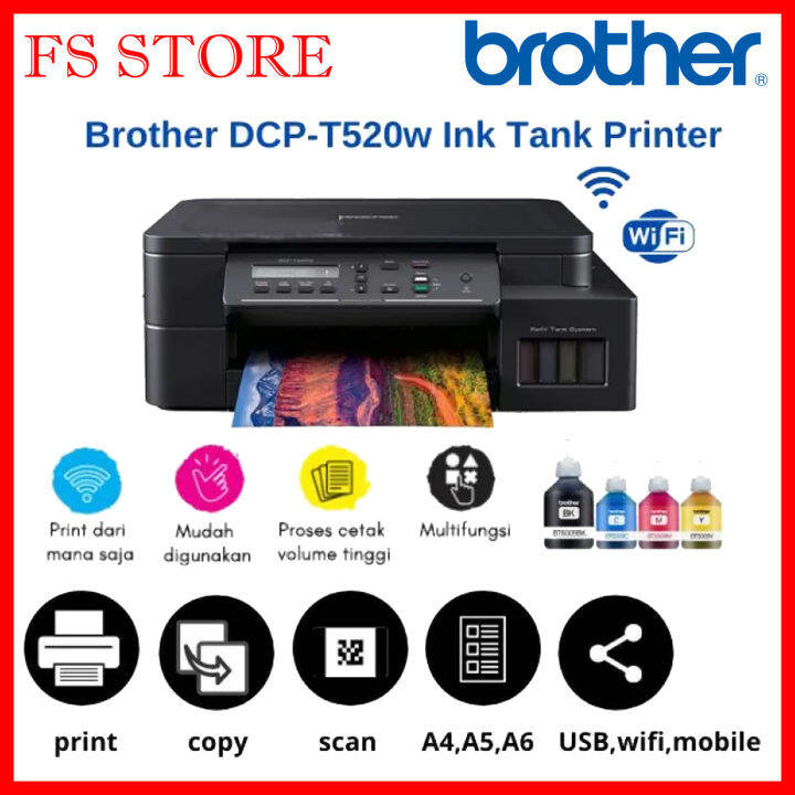 BROTHER ORIGINAL MALAYSIA DCP-T520W WIFI WIRELESS 3 IN 1 INK TANK ...