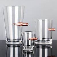 Creative Whisky Glass with Bullet Rum Bar Crystal Cup Studded Warhead Vodka Shot Glasses Unusual Big Beer Mug for Drinking