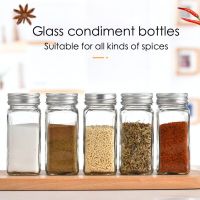 Multiple Set Seasoning Jars Square Glass Container Seasoning Bottle Container canister set kitchen  condiment dispenser