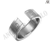 ANGELINO RUFOLO Ring ดีไซน์ Couple Hook แหวนผู้ชาย Stainless Steel 316L(สแตนเลสสตีล)คุณภาพเยี่ยม สีเงิน ประดับตกแต่งด้วย คริสตัล