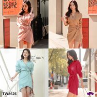 J8626 Dress เดรส ผูกไขว้หน้า ทรงกิโมโน Front tie dress, kimono style