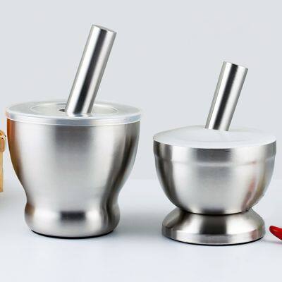 【CC】❈  Crusher Grinder 304 Mortar Pestle Garlic Pounder Spice Mill Pharmacy Bowl Restaurant Accessories