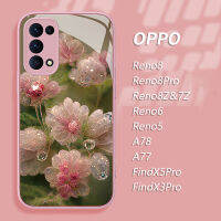 เคส OPPO Reno 8Z 5G Reno7Z 6Pro Reno5แก้วเคสโทรศัพท์ FindX5Pro ลายดอกไม้ FINDX3 A77/A78 5G Reno8T F11 A53 A9 2020 A5