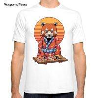New Summer MenS Short Sleeve Harajuku Retro Japanese Red Panda Sushi Painting Art Classic Vintage Man Tees