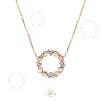 A.CEMI Heart Bouquet Necklace สร้อยคอเงินแท้ สร้อยคอไม่แพ้ ชุบทอง 18K โรสโกลว์ ของขวัญแฟน