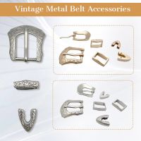 Vintage Carve Pattern Beautiful Metal Women Men Diy Leather Craft Belt Buckle Set Antique Silver Golden Color 3Pcs Parts/set Belts