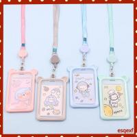 ESQEXF 1PC การ์ตูนหมี แบตสำรอง สายคล้องม้วนเก็บได้ ที่ใส่บัตร เคสคลุมบัตรเครดิต ซองใส่บัตรประชาชน ซองใส่บัตรรถเมล์