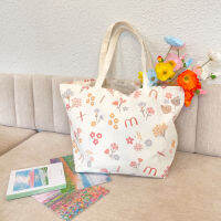 ✸POSIE TOTE BAG กรเป๋าผ้า canvas ลายดอกไม้◈