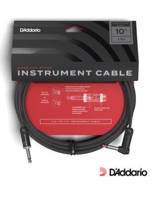 DAddario  PW-AMSGRA-10 สายแจ็คกีตาร์ 3 เมตร หัวล็อคพิเศษ Geo-Tip™ ระดับมืออาชีพ แบบหัวงอ (American Stage Instrument Cable) ** Made in USA **