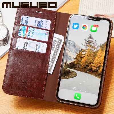 Musubo Genuine Leather Flip Case For iPhone 13 Pro XR Xs Max Luxury Wallet Fitted Cover For iPhone 13 Pro Max 12 Pro Coque Capa