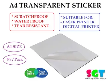 10/50pcs A4 Transparent Sticker Paper Laser Clear PVC Pet