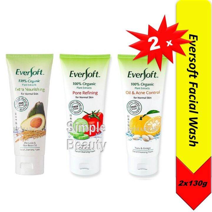 [Bundle of 2]EVERSOFT Organic Facial Cleansers 130g Lazada Singapore