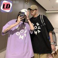 LD จัดส่งที่รวดเร็ว  2023 Couple Wear Summer Clothes Trendy Letter Printing Short-Sleeved t-Shirt Women Loose Korean Version Fashion