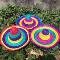 Children Colorful Mexican Straw Hat Role Playing Sun Cap Performance Props Party Supplies Cosplay Costume Decorations Easter