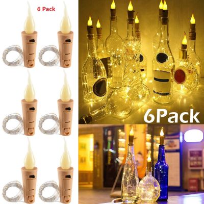 Wine Bottle Lights, 6 Pack 20 LEDs Silver Wire Cork Lights Battery Operated Mini String Lights DIY Fairy Lights for Party Decor