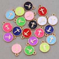 【YF】☄❡☒  10pcs 12x15mm Color Sided Enamel Round Pendants Charms Metal Accessories Making Diy Necklace