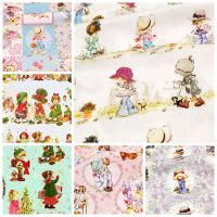 Sarah Kay Collection - BTY 1 Yard Cotton Woven Fabric - Retro Cartoon Characters Sarah Kay Vintage Kids Country Life Strip